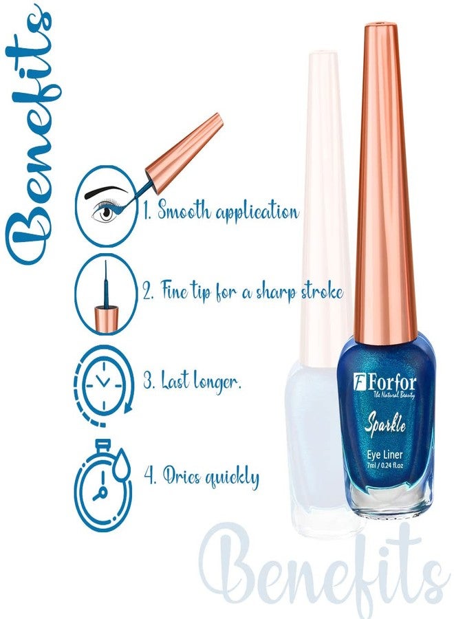 فور فور محدد عيون سائل لامع من فورفور، مقاوم للتلطخ والماء، 7 مل لكل عبوة (مجموعة من 2، رمادي، أزرق) - Image 4