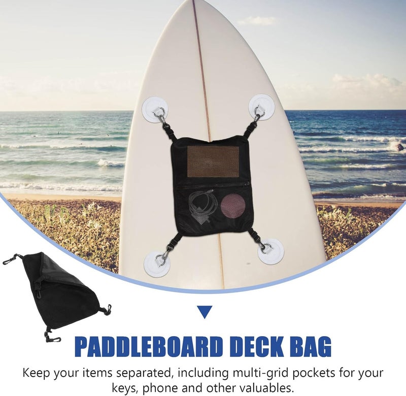 LALAFINA Surfboard Paddleboard Deck Mesh Bag Black Water Sports Kayak Storage Pouch for Stand-up Paddleboarding - Image 3