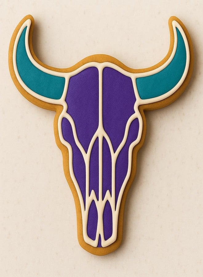 Mighty Gadget Western Cattle Skull Cookie Cutter & Stamp Set - 4x3.9", Rustic Cowboy Longhorn Design (Random Color) - Image 4