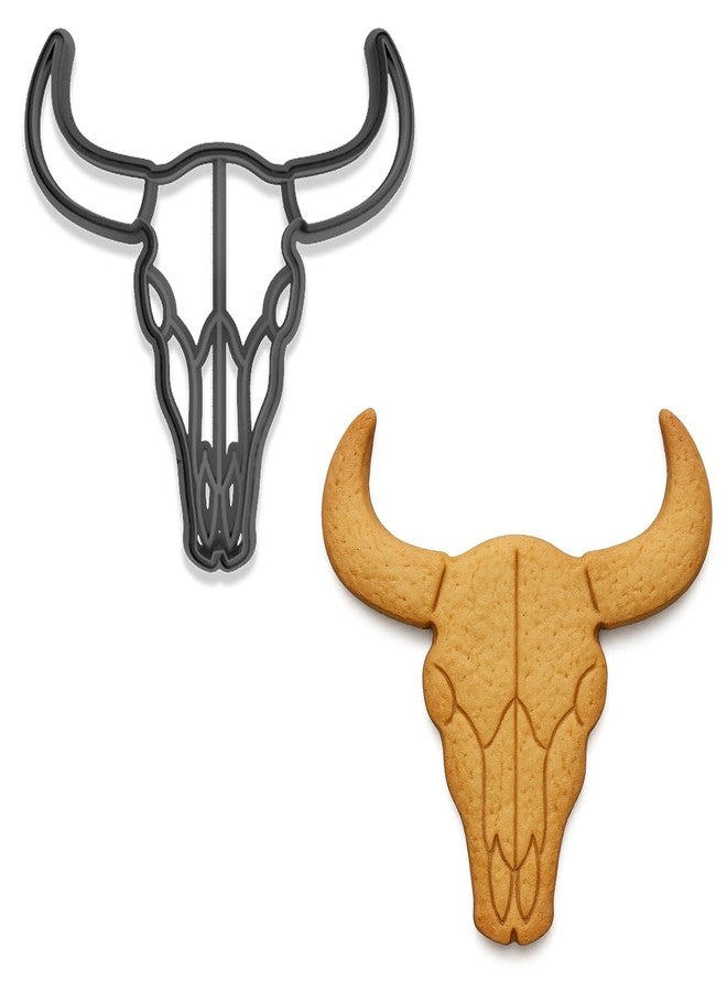 Mighty Gadget Western Cattle Skull Cookie Cutter & Stamp Set - 4x3.9", Rustic Cowboy Longhorn Design (Random Color) - Image 2