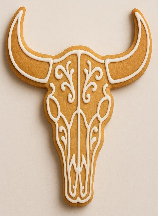 Mighty Gadget Western Cattle Skull Cookie Cutter & Stamp Set - 4x3.9", Rustic Cowboy Longhorn Design (Random Color) - Image 3