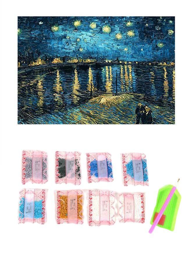 NIBEMINENT DIY 5D Diamond Crystal Picture Art Wall Decor Kit Blue/Yellow/Green 30 x 10centimeter - Image 1