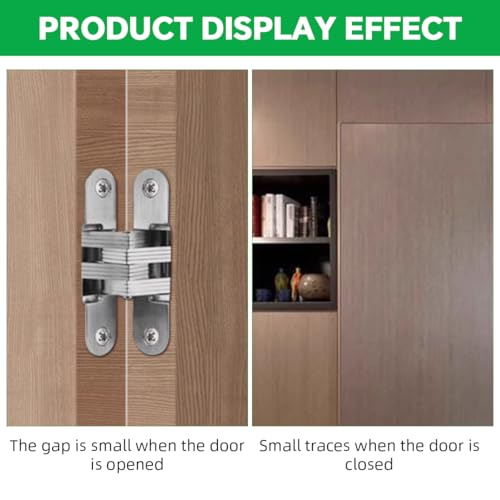 Serplex® 2Pcs Hidden Door Hinges for 25mm Thickness Door, Invisible Quiet Cabinet Hinges, Heavy-Duty Alloy Steel Concealed Hinges for Large Doors, Supports 20KG, 0.59'' Leaf Width, 2.75" Leaf Hight - Image 5