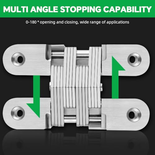 Serplex® 2Pcs Hidden Door Hinges for 25mm Thickness Door, Invisible Quiet Cabinet Hinges, Heavy-Duty Alloy Steel Concealed Hinges for Large Doors, Supports 20KG, 0.59'' Leaf Width, 2.75" Leaf Hight - Image 3