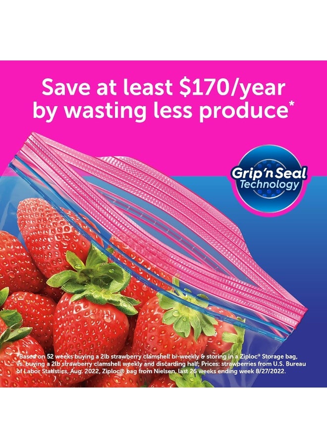 Ziploc - Ziploc Quart Food Storage Bags, Grip 'n Seal Technology for Easier Grip, Open, and Close, 100 Count - Image 1