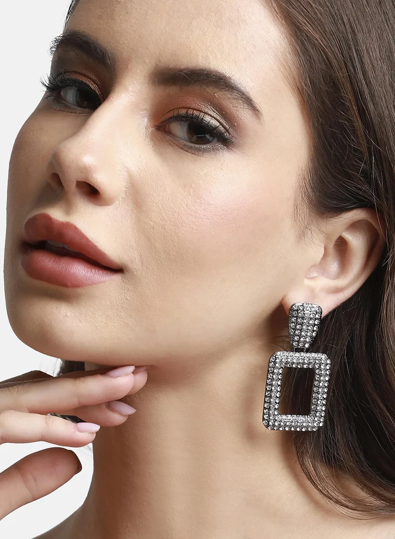 SOHI Stone Studded Square Shaped Artificial Drop Earring Jewellery
