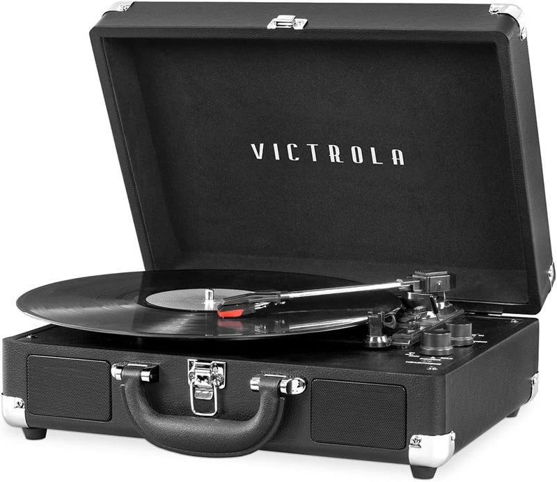 Victrola Vintage 3-Speed Bluetooth Portable Suitcase Record Player with Built-in Speakers | Upgraded Turntable Audio Sound | Black, Model Number: VSC-550BT-BLK - Image 1