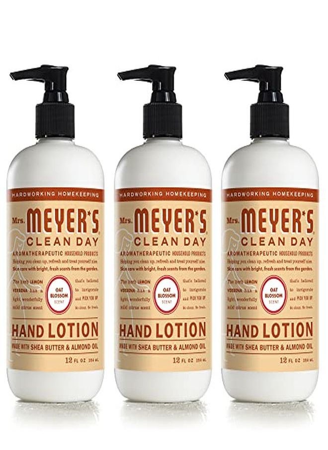 Mrs. Meyer's Clean Day Hand Lotion For Dry Hands, NonGreasy Moisturizer Made With Essential Oils, Cruelty Free Formula, Oat Blossom Scent, 12 Oz Bottles, Pack Of 3  - Image 1