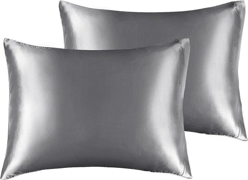 BEDELITE Satin Pillowcase for Hair and Skin, Super Soft and Cooling Similar to Silk Pillow Cases 2 Pack with Envelope Closure, Gift for Women Men(13"x18" Toddler Size, Dark Grey) - Image 1