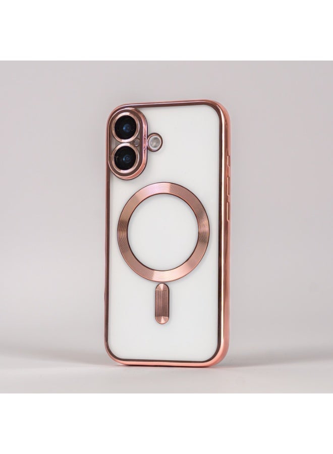 Iphone 17 Clear iPhone Case with MagSafe Compatible Magnetic Ring and Shock-Absorbing Gold Frame - Image 2