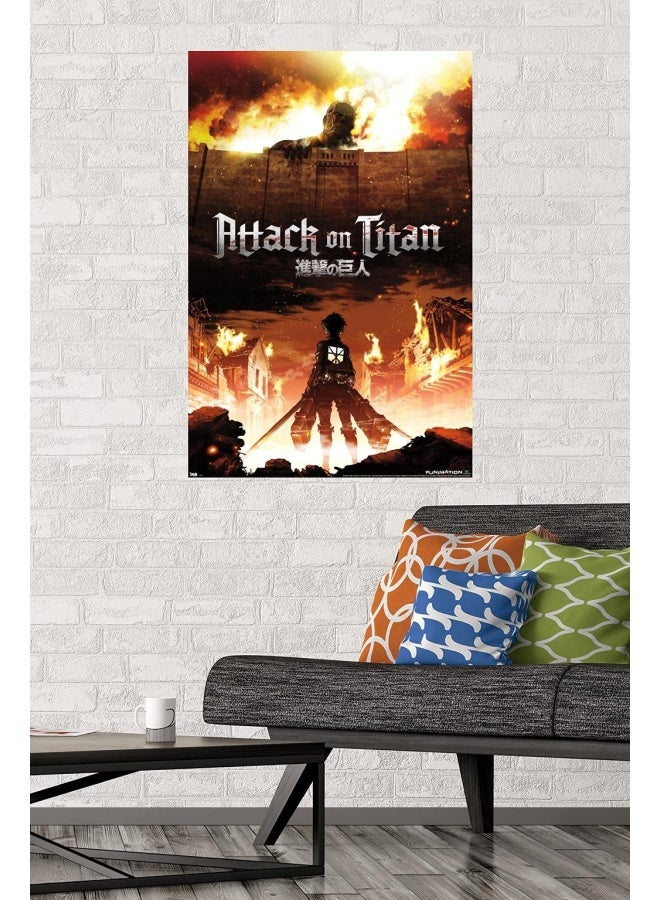 Trends International Attack on Titan  Fire Wall Poster 22375 x 34 Unframed Version - Image 1