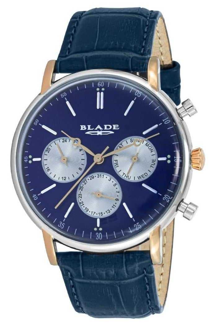 BLADE Alpha Bichrome 3663G1UBB SS & Leather Strap Multifunction Men's Wrist Watch - Image 1