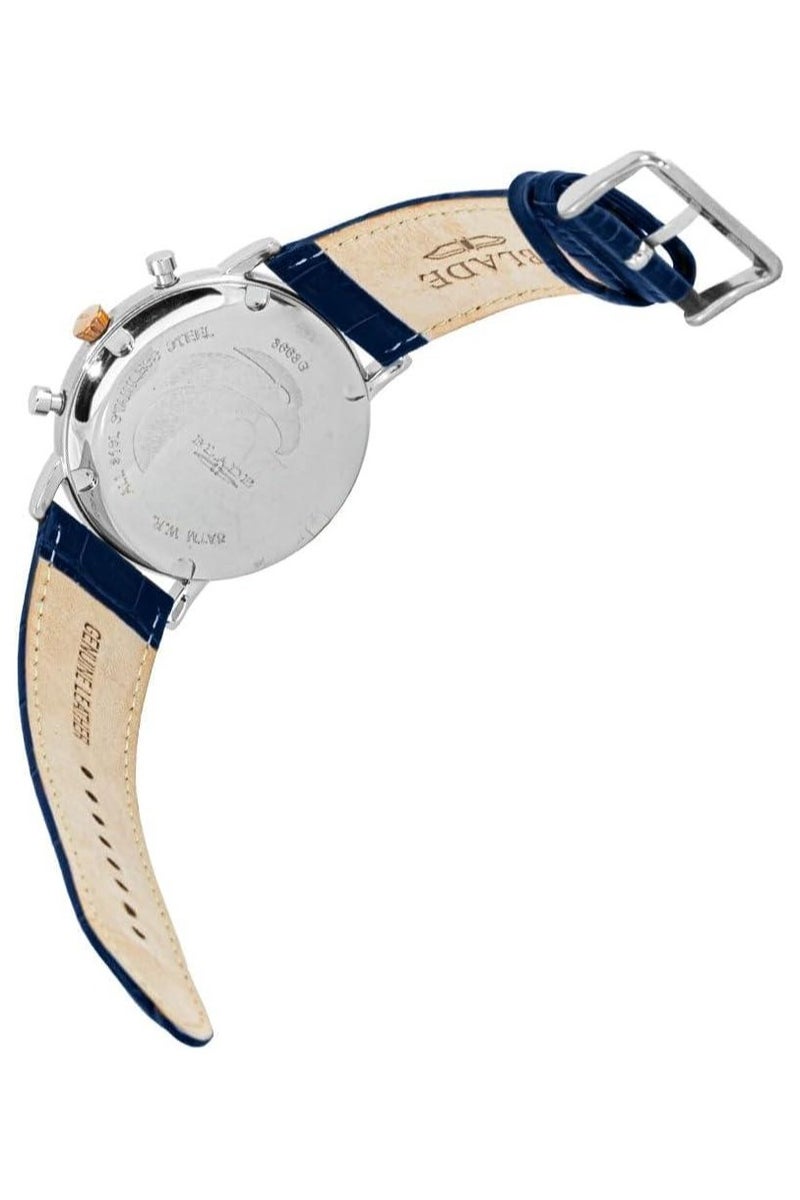 BLADE Alpha Bichrome 3663G1UBB SS & Leather Strap Multifunction Men's Wrist Watch - Image 4