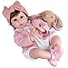 Aori Realistic Reborn Baby Dolls  22 Inch Lifelike Baby Girl with Feeding Bottle  Pacifier Weighted Cloth Body for TruetoLife Feel Gift for Kids Ages 3 - Image 4