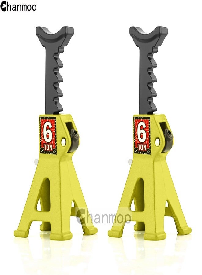 Chanmoo 1/24 RC Toy Jack Stands 1/18 Simulation 6 Ton Metal Adjustable Mini Jacks Stand for 1:18 1:24 Scale Crawler Car Axial SCX24 Kyosho Tamiya HSP FCX24 TRX4M SCX24 AX24 Ford Bronco (Yellow, 2 PCS) - Image 3