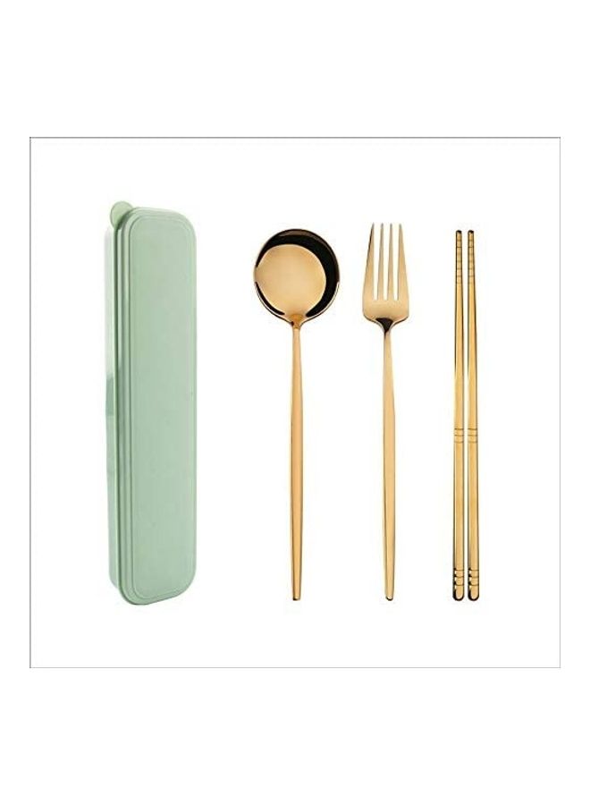 NIBEMINENT 4-Piece Stainless Steel Cutlery Set With Storage Case Gold