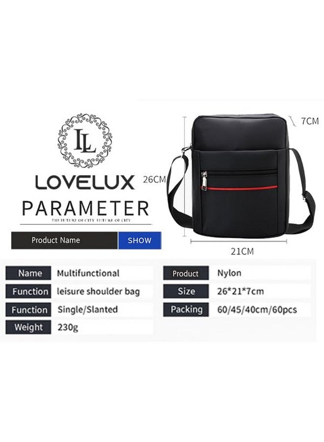 LOVELUX Crossbody Sling Bag for Men & Women - Water-Resistant Shoulder Bag with 2 Spacious Compartments & Multiple Zipper Pockets - Lightweight Chest Bag for Travel, Work & Everyday Use (Black) - Image 4