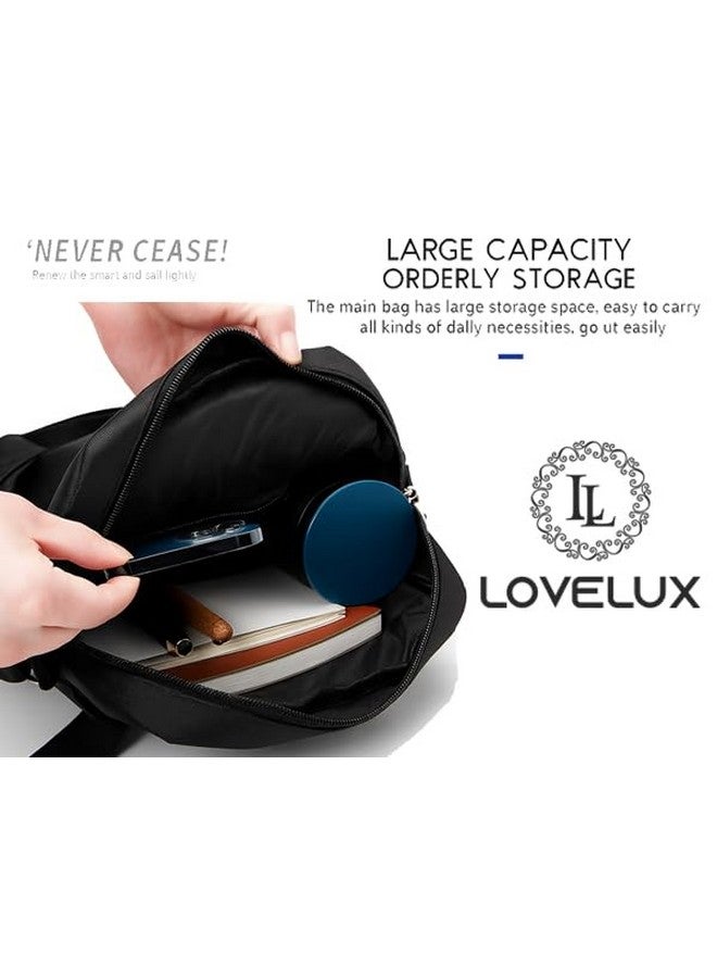 LOVELUX Crossbody Sling Bag for Men & Women - Water-Resistant Shoulder Bag with 2 Spacious Compartments & Multiple Zipper Pockets - Lightweight Chest Bag for Travel, Work & Everyday Use (Black) - Image 5