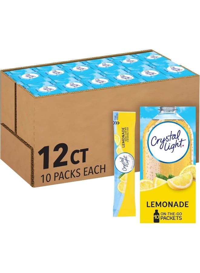 Crystal Light Lemonade Naturally Flavored Powdered Drink Mix, 120 ct Pack, 12 Boxes of 10 On-the-Go-Packets - Image 1