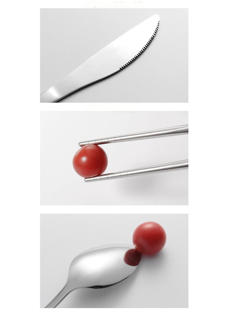 جين لى تشيانغ مجموعة أدوات مائدة محمولة من الفولاذ المقاوم للصدأ 304 مكونة من 7 قطع لحفلات النزهات والمطاعم والتجمعات المنزلية - Image 5