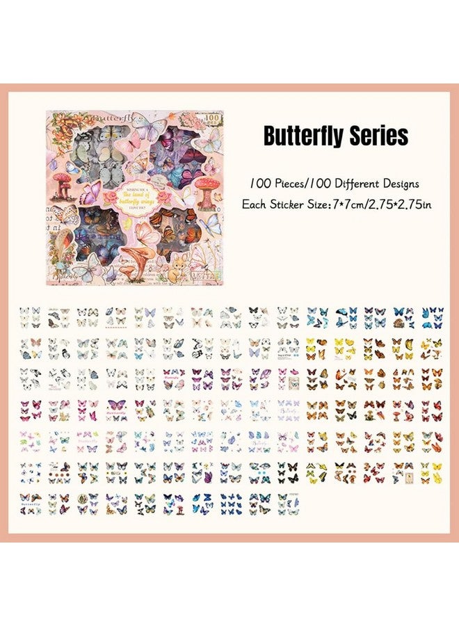 R H LIFESTYLE R H LIFESTYLE 100 Pcs Butterfly Self-Adhesive Sticker Vintage Retro Decorative Stickers For Paper Scarpbooking, Journaling, Greeting Card, Projects And DIY Art Craft (Butterfly), 16.5 Cm X 16.5 Cms  - Image 2