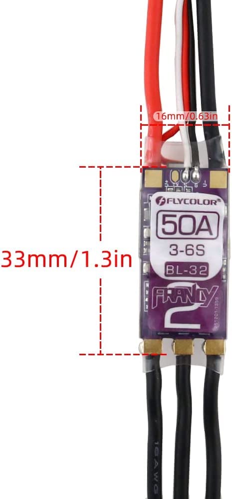 FLYCOLOR Francy2 50A Brushless ESC Speed Controller Support 3-6S BEC 5V/3A BL32 Dshot with XT60 & 3.5mm Bullet Plugs for RC Airplane P5B Sailplane - Image 5