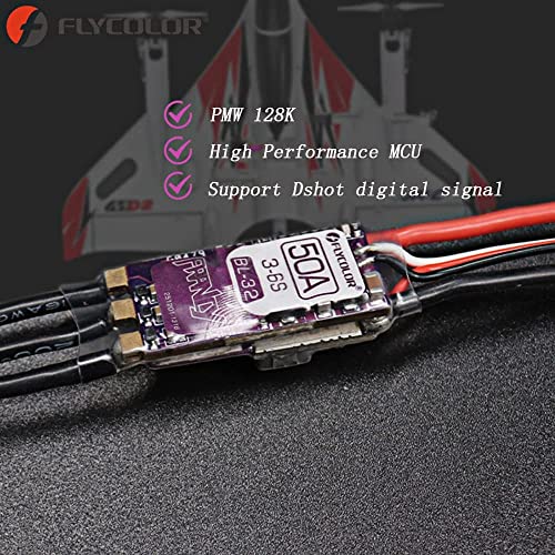 FLYCOLOR Francy2 50A Brushless ESC Speed Controller Support 3-6S BEC 5V/3A BL32 Dshot with XT60 & 3.5mm Bullet Plugs for RC Airplane P5B Sailplane - Image 2