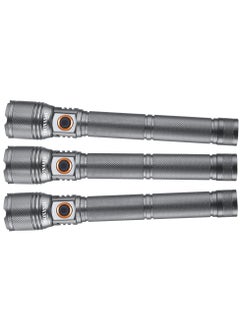 SONASHI Rechargeable LED Torch with Zoom Function | 6000mAh Battery with Type-C Charging | 1000 Meters Long Coverage | Hyper Bright 15-Watt Laser LED with 2 Hours Continuous Working | LED Flashlight for Camping & Hiking | SLT-3911Z Grey (Pack of 3)  - Image 1