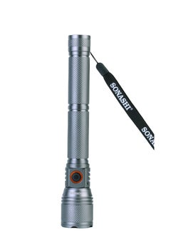 SONASHI Rechargeable LED Torch with Zoom Function | 6000mAh Battery with Type-C Charging | 1000 Meters Long Coverage | Hyper Bright 15-Watt Laser LED with 2 Hours Continuous Working | LED Flashlight for Camping & Hiking | SLT-3911Z Grey (Pack of 3)  - Image 2