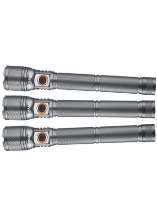 Rechargeable LED Torch with Zoom Function | 6000mAh Battery with Type-C Charging | 1000 Meters Long Coverage | Hyper Bright 15-Watt Laser LED with 2 Hours Continuous Working | LED Flashlight for Camping & Hiking | SLT-3911Z Grey (Pack of 3) - pzsku/Z3C19CDA9B94B78183D22Z/45/1746193455/a771f68f-da7b-4db1-8b2d-03b59182ba4b