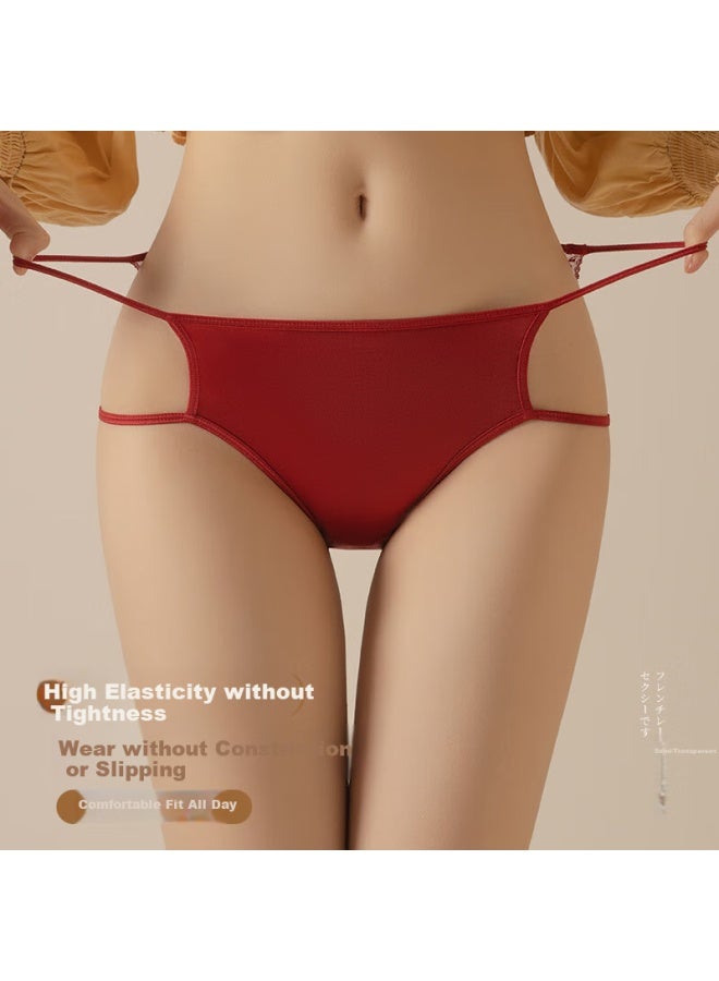 Madallo Lace Panties Women Hollow Mesh Ultra-thin Transparent Mid-waist Breathable Nude Feeling Triangle Panties L - Image 5