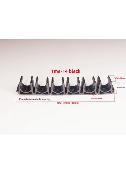 U-shaped Buckle 4/6/8/10/12/14/16MMPU Tracheal Clamp Multi-tube Clamp Seat Nylon Fixed Row Groove Pipe Clamp-Specification Model:Black Splicing Model Tma-14 6 Digits
