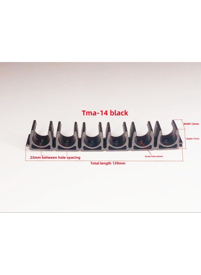 U-shaped Buckle 4/6/8/10/12/14/16MMPU Tracheal Clamp Multi-tube Clamp Seat Nylon Fixed Row Groove Pipe Clamp-Specification Model:Black Splicing Model Tma-14 6 Digits