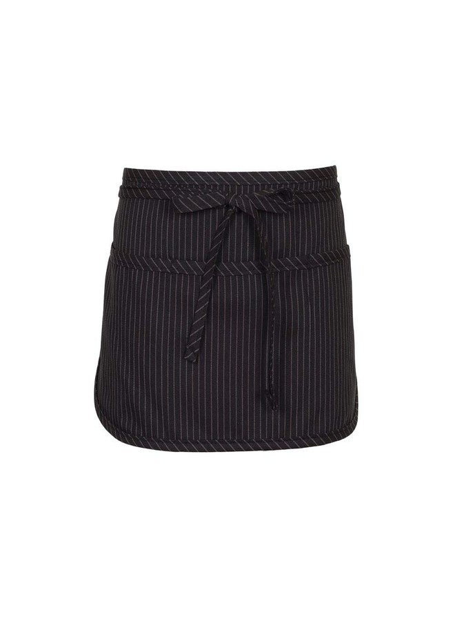 FAME F9RB Rounded Bottom 3 Pocket Waist Apron - Black & Gray Pinstripe - 11″L x 23″W(WFA83332BP) - Image 3