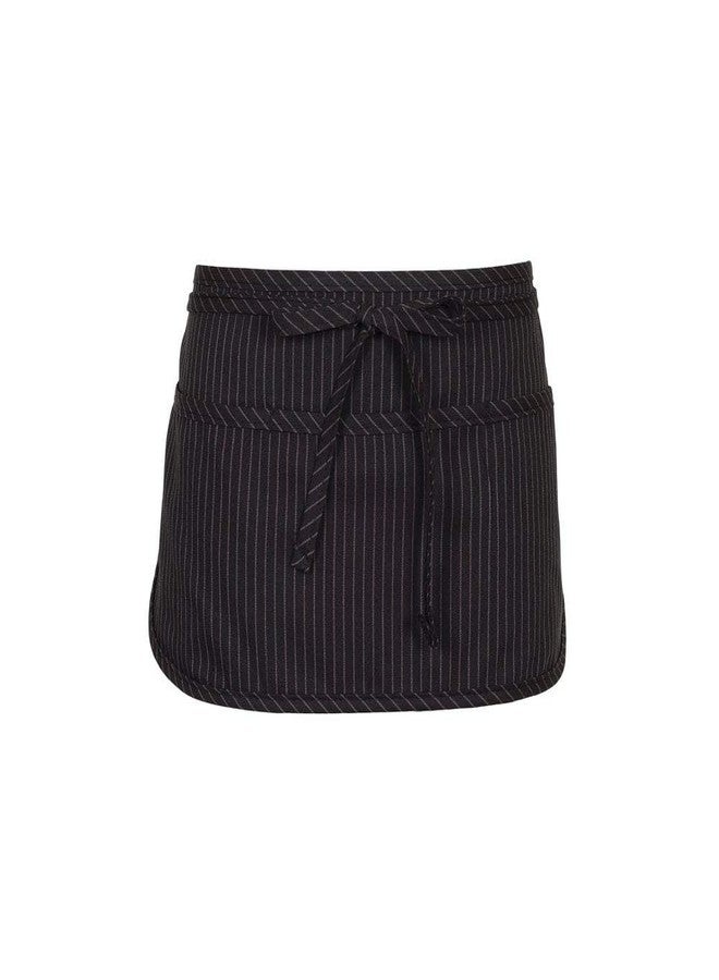 FAME F9RB Rounded Bottom 3 Pocket Waist Apron - Black & Gray Pinstripe - 11″L x 23″W(WFA83332BP) - Image 1