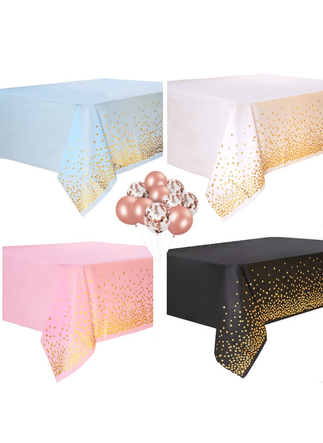 Generic Dot Party Table Cloth Printing Party Plastic Pe Tablecloth Rose Gold Bronzing Disposable Tablecloth-Color:Printed Golden Dots-Specifications:137*274cm  - Image 2