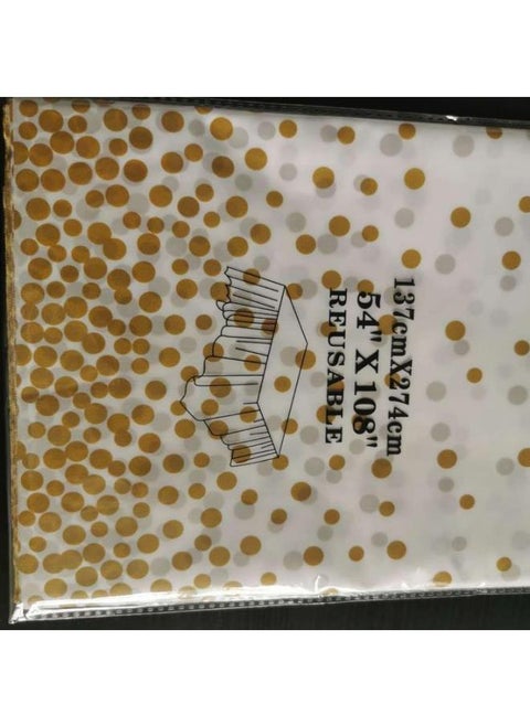 Dot Party Table Cloth Printing Party Plastic Pe Tablecloth Rose Gold Bronzing Disposable Tablecloth-Color:Printed Golden Dots-Specifications:137*274cm