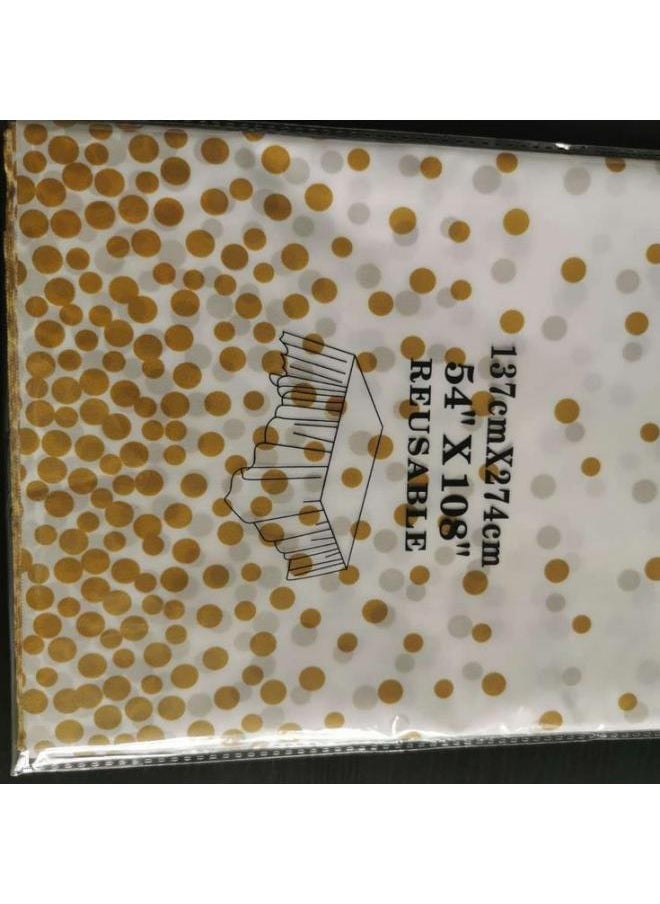 Generic Dot Party Table Cloth Printing Party Plastic Pe Tablecloth Rose Gold Bronzing Disposable Tablecloth-Color:Printed Golden Dots-Specifications:137*274cm  - Image 1