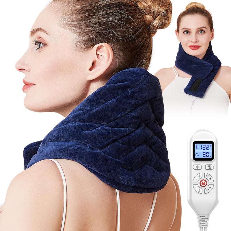 CAMECO Electric Neck Heating Pad for Pain Relief 30s Heating Heated Neck Wrap Warmer for Soreness Stiffness 86158 Temp Setting 90min Auto ShutOff Timer Gifts for Women