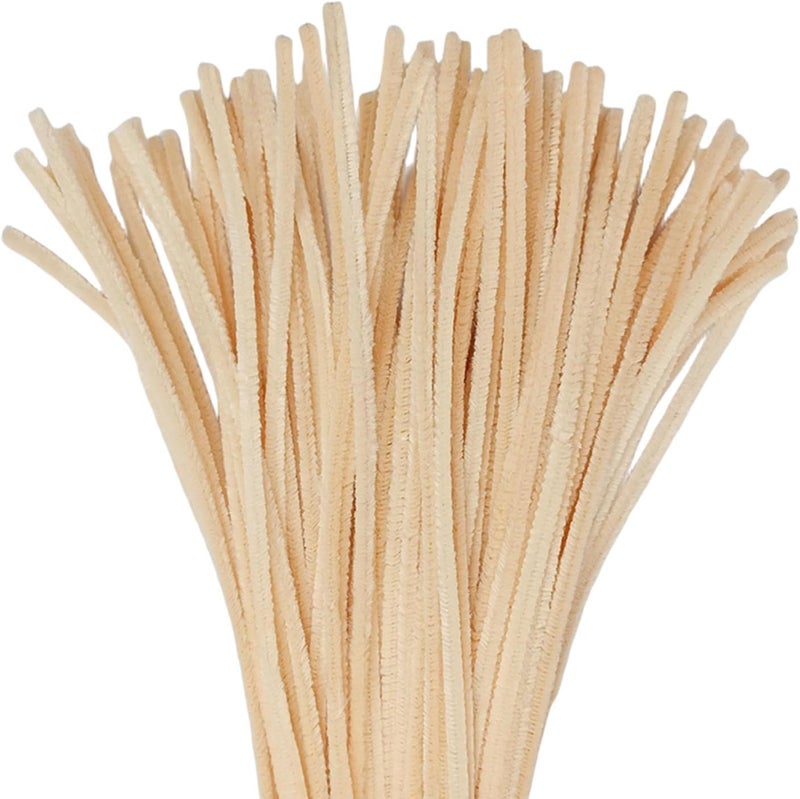 Prescent Present 100pc Pastel Brown Pipe Cleaner Furry Sticks Creative Art Craft Supplies DIY Projects Decoration and much more (Pastel Brown, 100pc) - Image 1