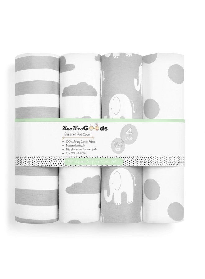 BaeBae Goods Bassinet Bed Sheets - Premium Bassinet Fitted Sheet for Halo, Mika Micky, Maxi COSI & Others - 4 Pack 100% Jersey Knit - Bassinet Bedding for Standard Size Oval or Halo Bassinet Pads for Boys & Girls - Image 1