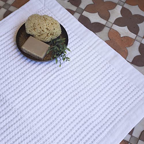 GILDEN TREE Bathroom Mat Absorbent Cotton Quick Dry for Shower, Bath & Bathtub Washable Thin, Modern Style (White) - Image 2