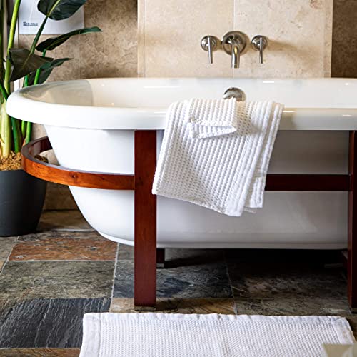 GILDEN TREE Bathroom Mat Absorbent Cotton Quick Dry for Shower, Bath & Bathtub Washable Thin, Modern Style (White) - Image 3