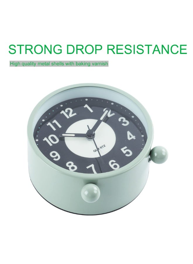 Bukela Clock Luminous 4 "Round Silent Analog Table Clock Non-Ticking, Battery Operated with Loud Alarm and Night Light Small Desk Clock for Bedroom, Bedside Table Green - Image 3