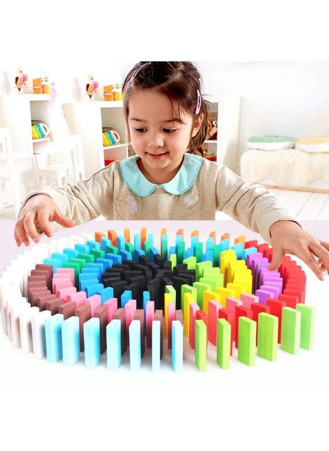 Newcreativetop Wooden Dominos Blocks Set Kids Game Educational Play Toy Domino Racing Toy Game (240Pcs)  - Image 5