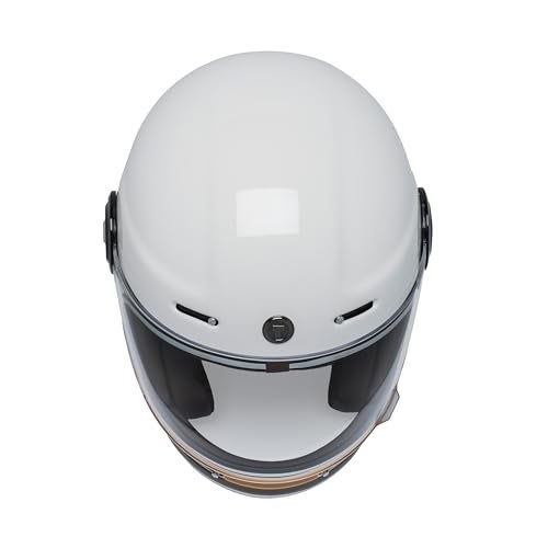 Torc خوذة دراجة نارية كاملة الوجه بتصميم ريترو للبالغين من TORC T1 (أبيض لامع مع خطوط ISO، حجم XX-Large) - Image 3