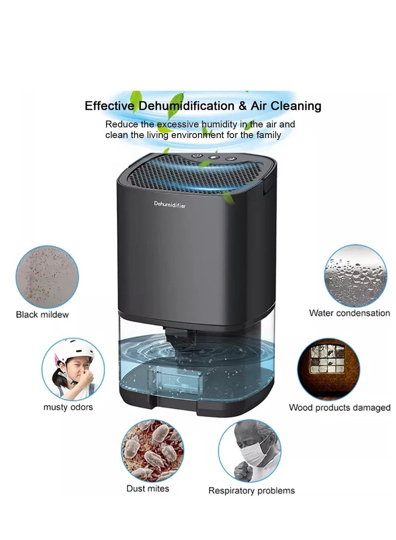 Arabest مزيل الرطوبة 1000 مل للمنزل مع مؤقت، إيقاف تلقائي، 7 ألوان إضاءة LED، مزيل رطوبة هواء صغير محمول وهادئ للرطوبة والعفن والرطوبة في المطبخ وغرفة النوم والحمام والطابق السفلي، أسود - Image 3