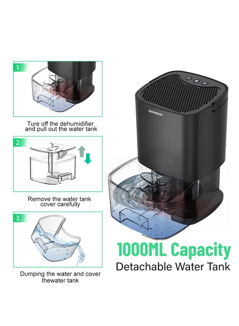 Arabest مزيل الرطوبة 1000 مل للمنزل مع مؤقت، إيقاف تلقائي، 7 ألوان إضاءة LED، مزيل رطوبة هواء صغير محمول وهادئ للرطوبة والعفن والرطوبة في المطبخ وغرفة النوم والحمام والطابق السفلي، أسود - Image 5