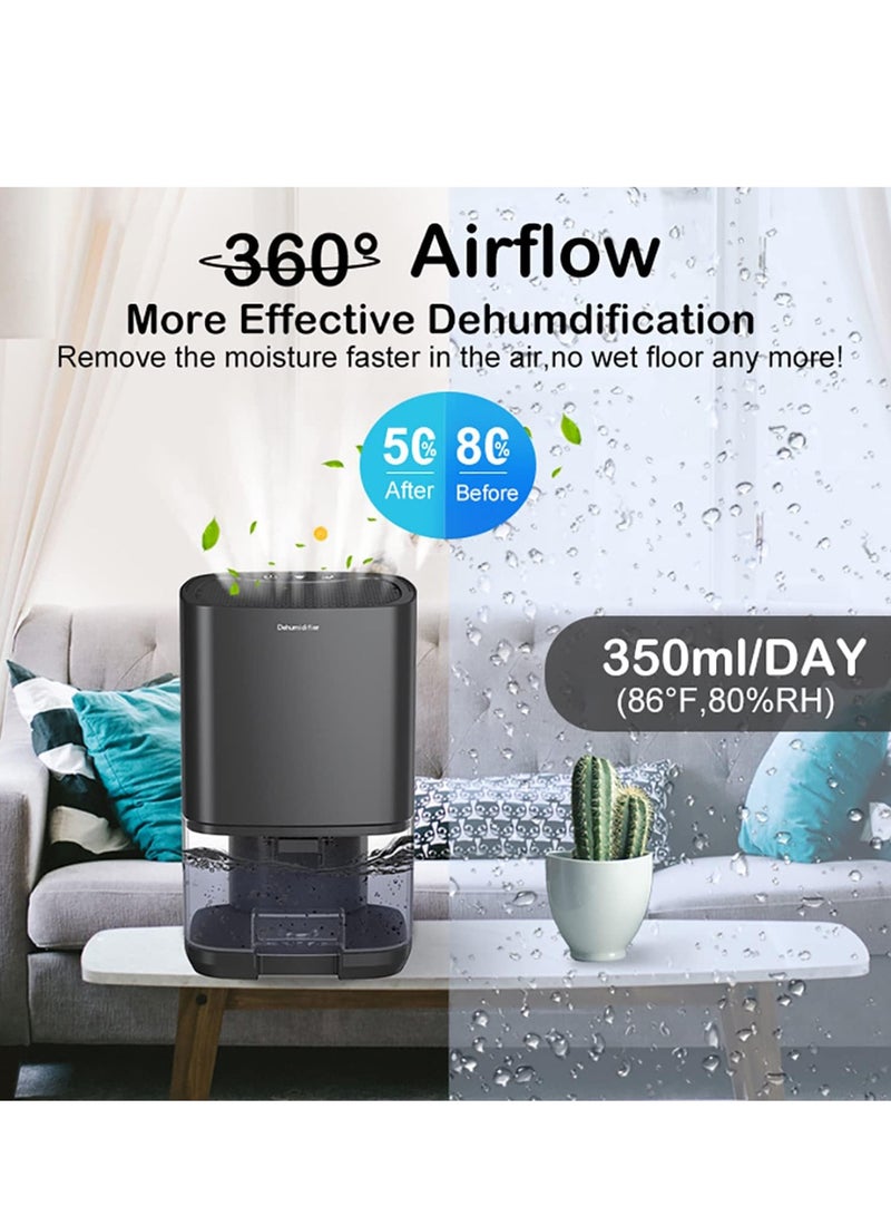 Arabest مزيل الرطوبة 1000 مل للمنزل مع مؤقت، إيقاف تلقائي، 7 ألوان إضاءة LED، مزيل رطوبة هواء صغير محمول وهادئ للرطوبة والعفن والرطوبة في المطبخ وغرفة النوم والحمام والطابق السفلي، أسود - Image 2