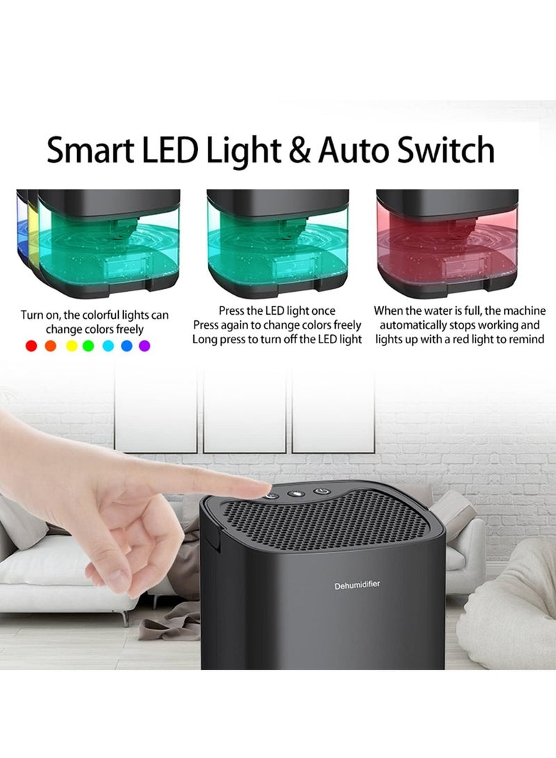 Arabest مزيل الرطوبة 1000 مل للمنزل مع مؤقت، إيقاف تلقائي، 7 ألوان إضاءة LED، مزيل رطوبة هواء صغير محمول وهادئ للرطوبة والعفن والرطوبة في المطبخ وغرفة النوم والحمام والطابق السفلي، أسود - Image 4